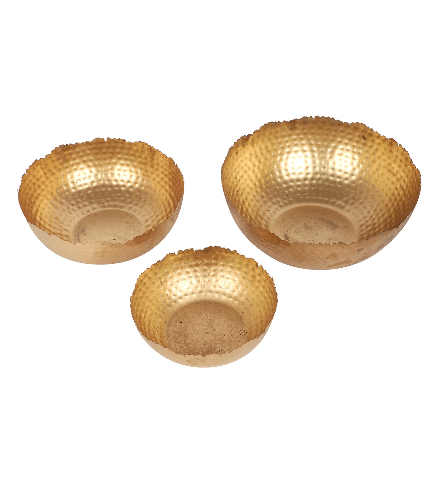 Gold Hammer Cut URli Bowl Set of 3