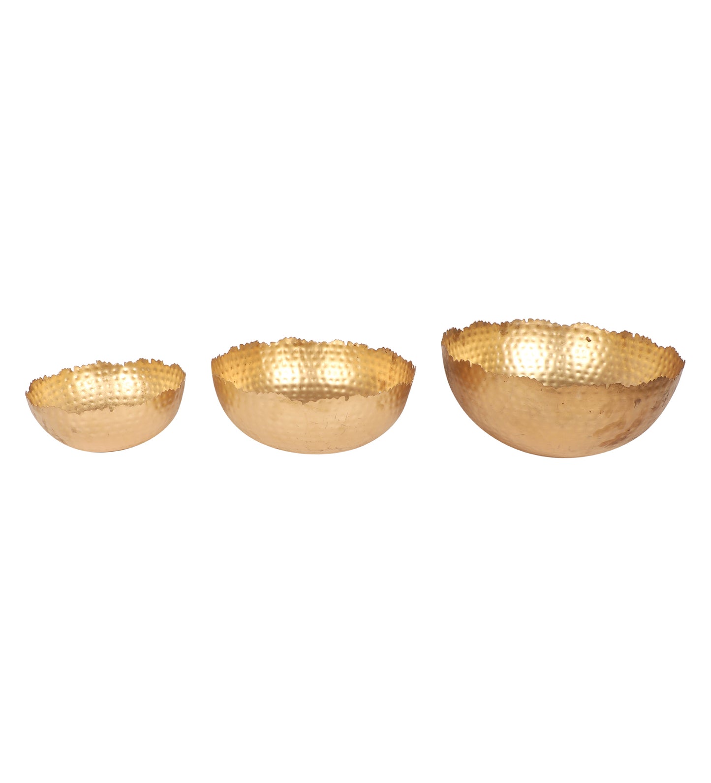 Gold Hammer Cut URli Bowl Set of 3