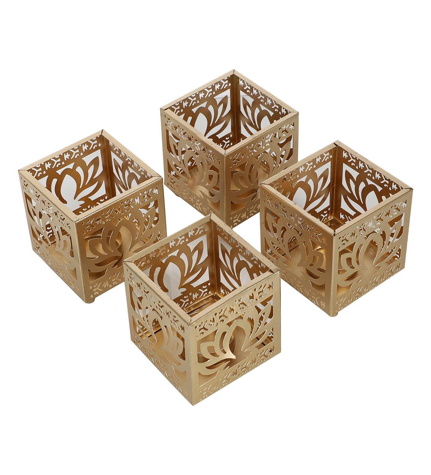 Lotus Etching Votive Set of 4