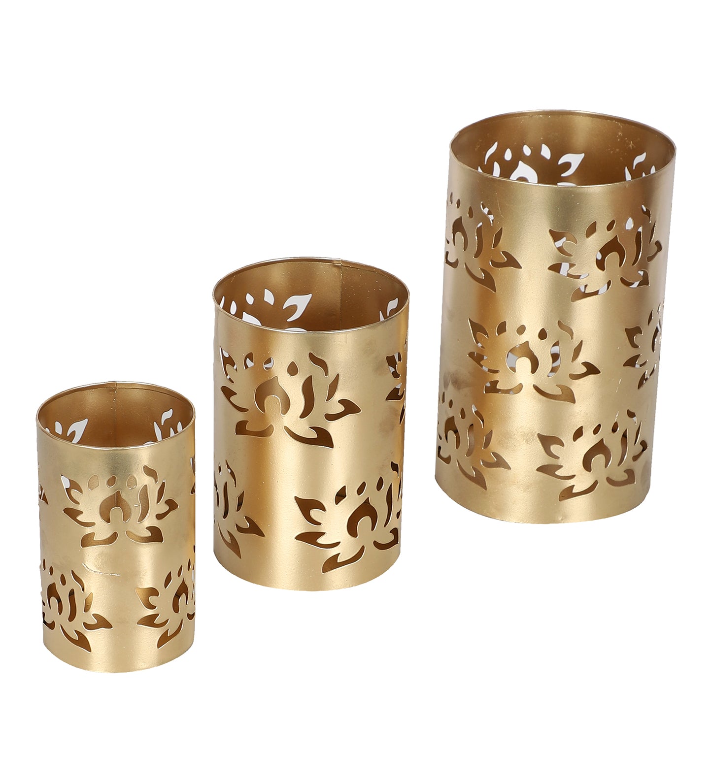 Gold Lotus Votive Tealight Holder Set of 3