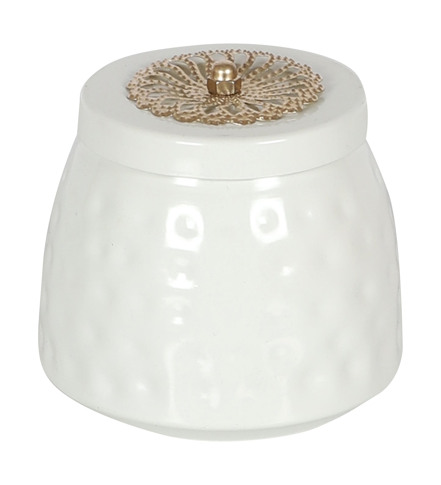 Gold & White Basket With Jar Set of 4