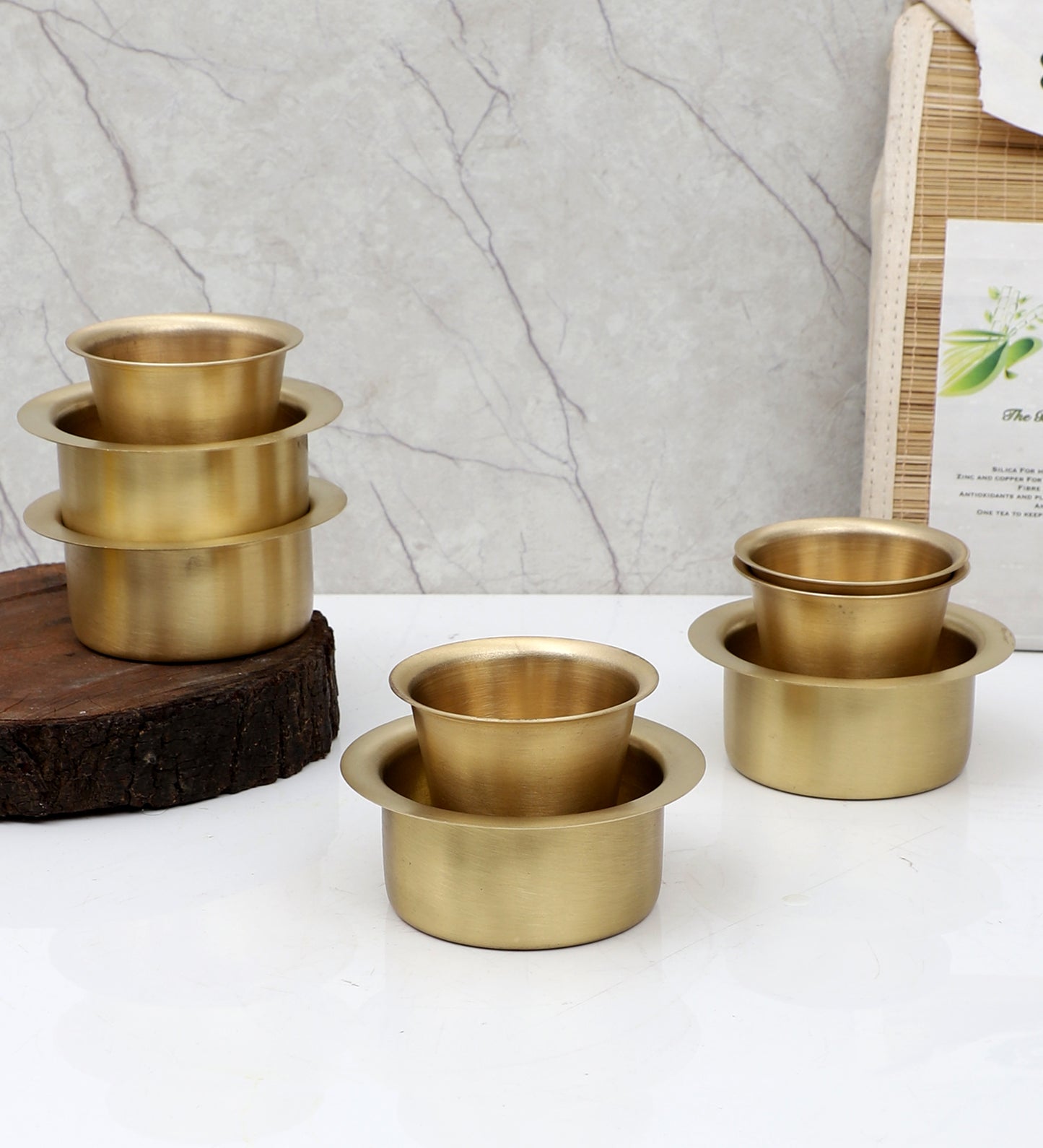 Brass Filter Coffe Bowl & Glass Set of 8