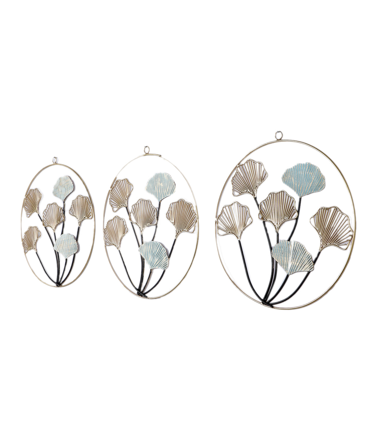 Green & Gold Leaves  Wall Decor Set of 3