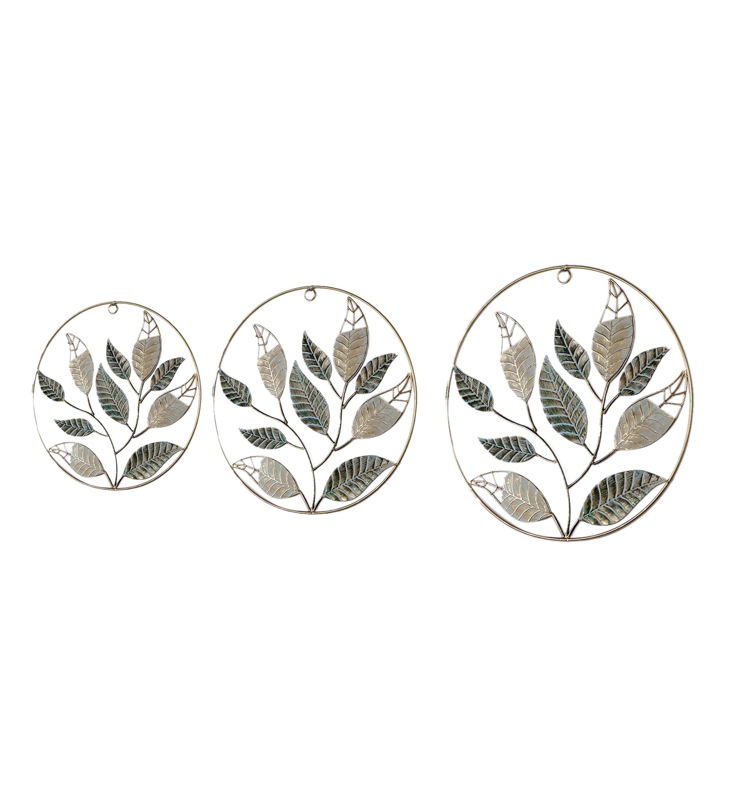 Green & Gold Leaves  Wall Decor Set of 3