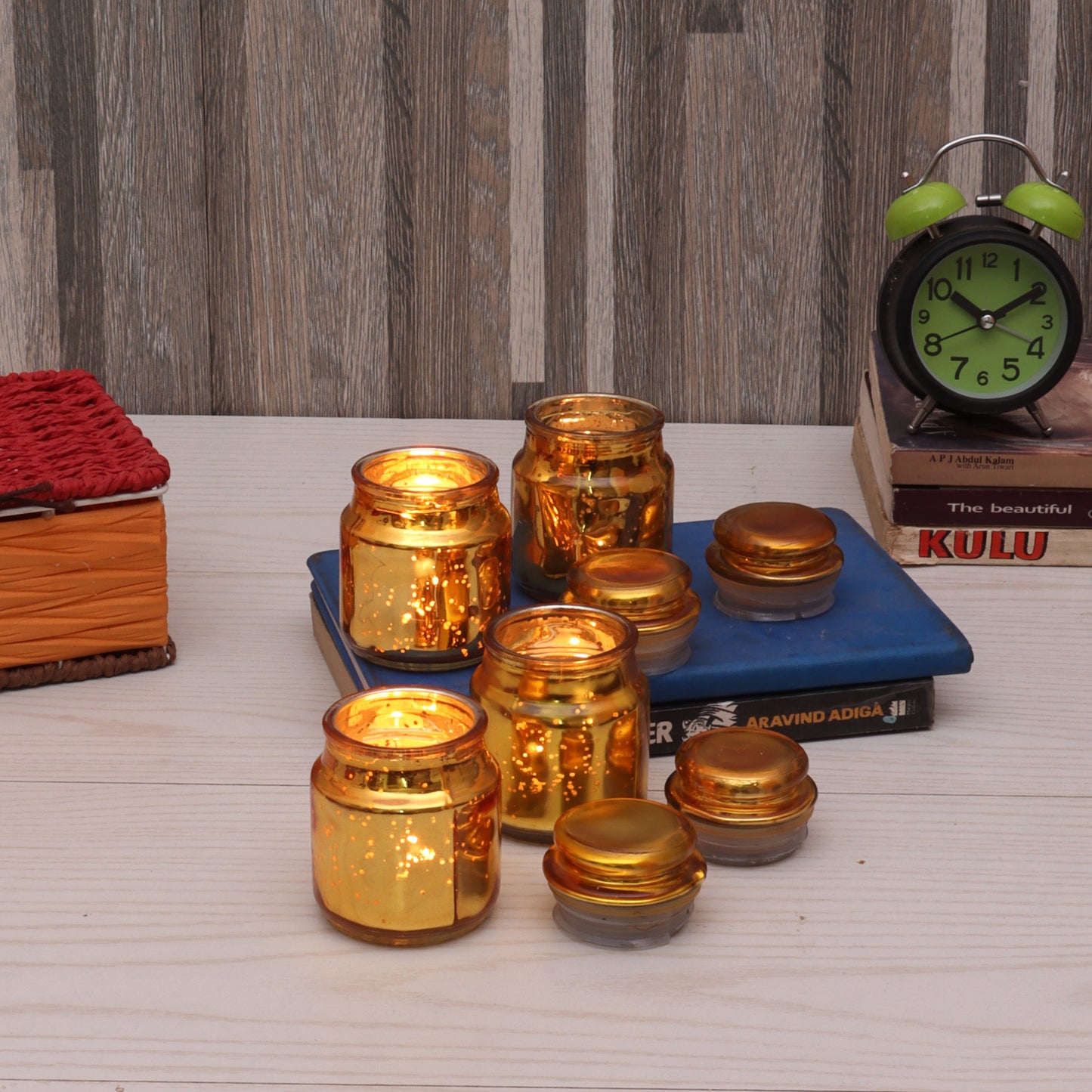 Gold Glass Jars With Lid Set of 4