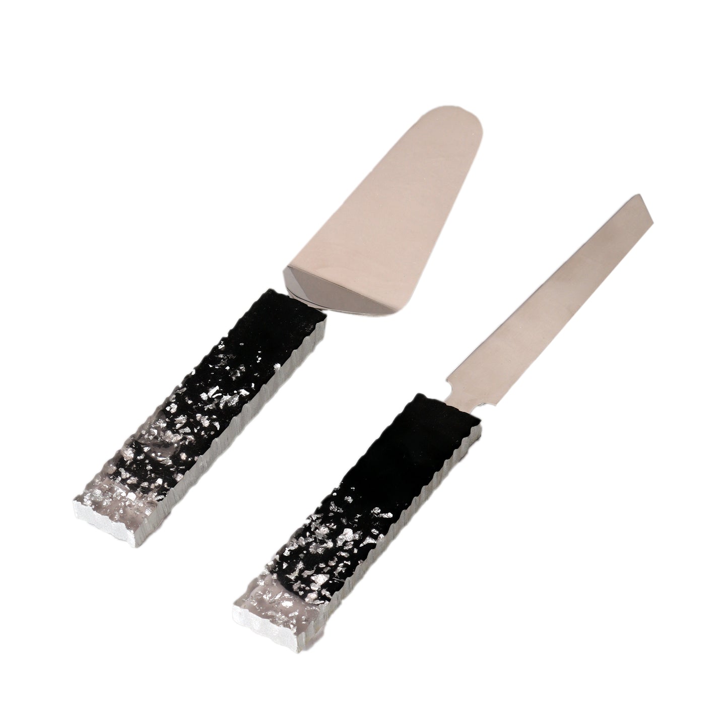 Black & Silver Cake Knife & Server Set of 2