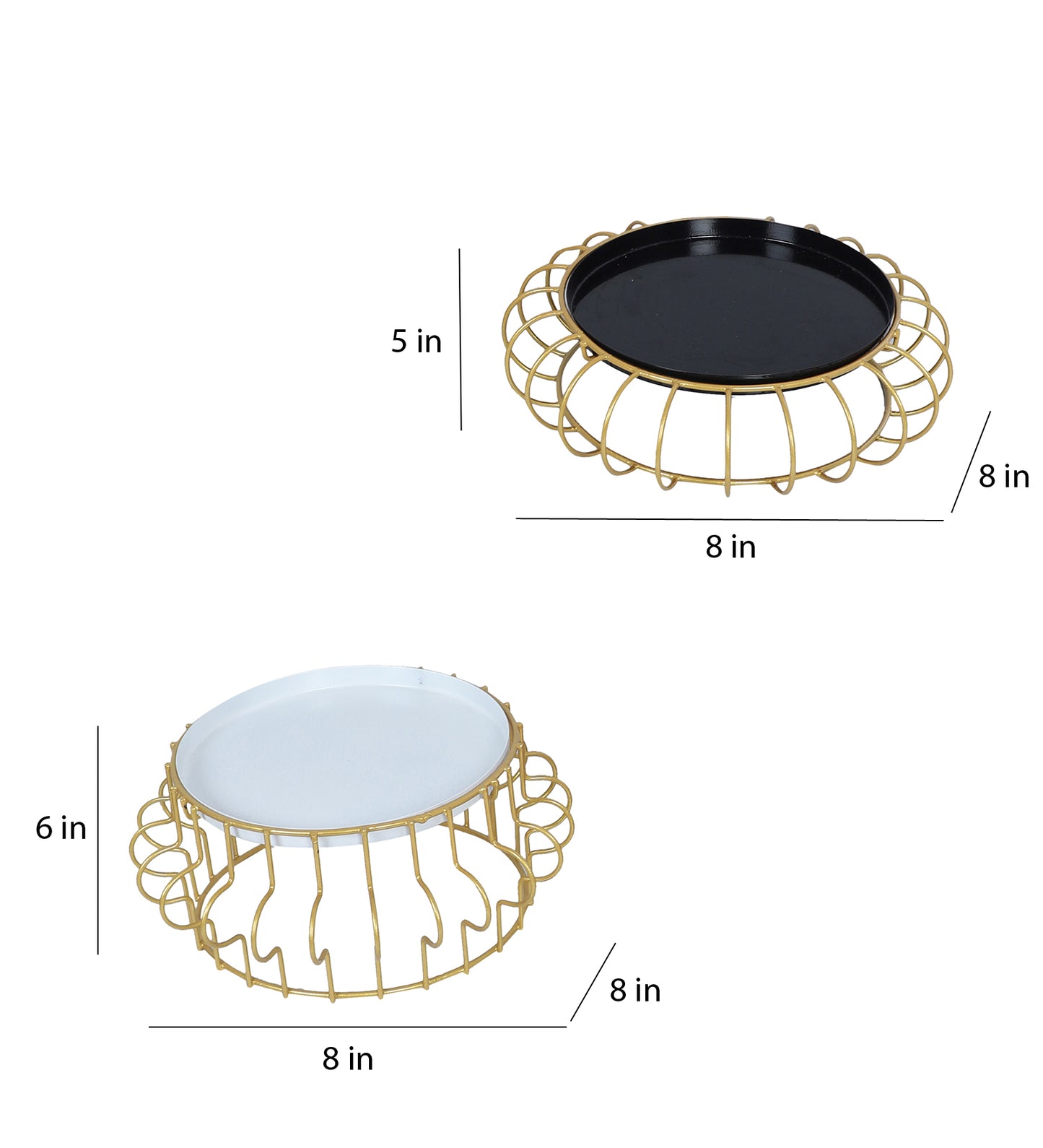 Black & White Round Wired Buffet Platter Set of 2