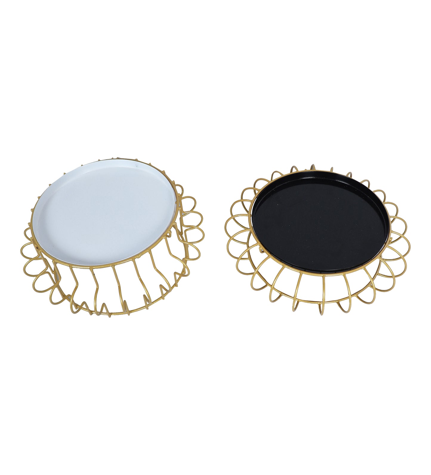 Black & White Round Wired Buffet Platter Set of 2