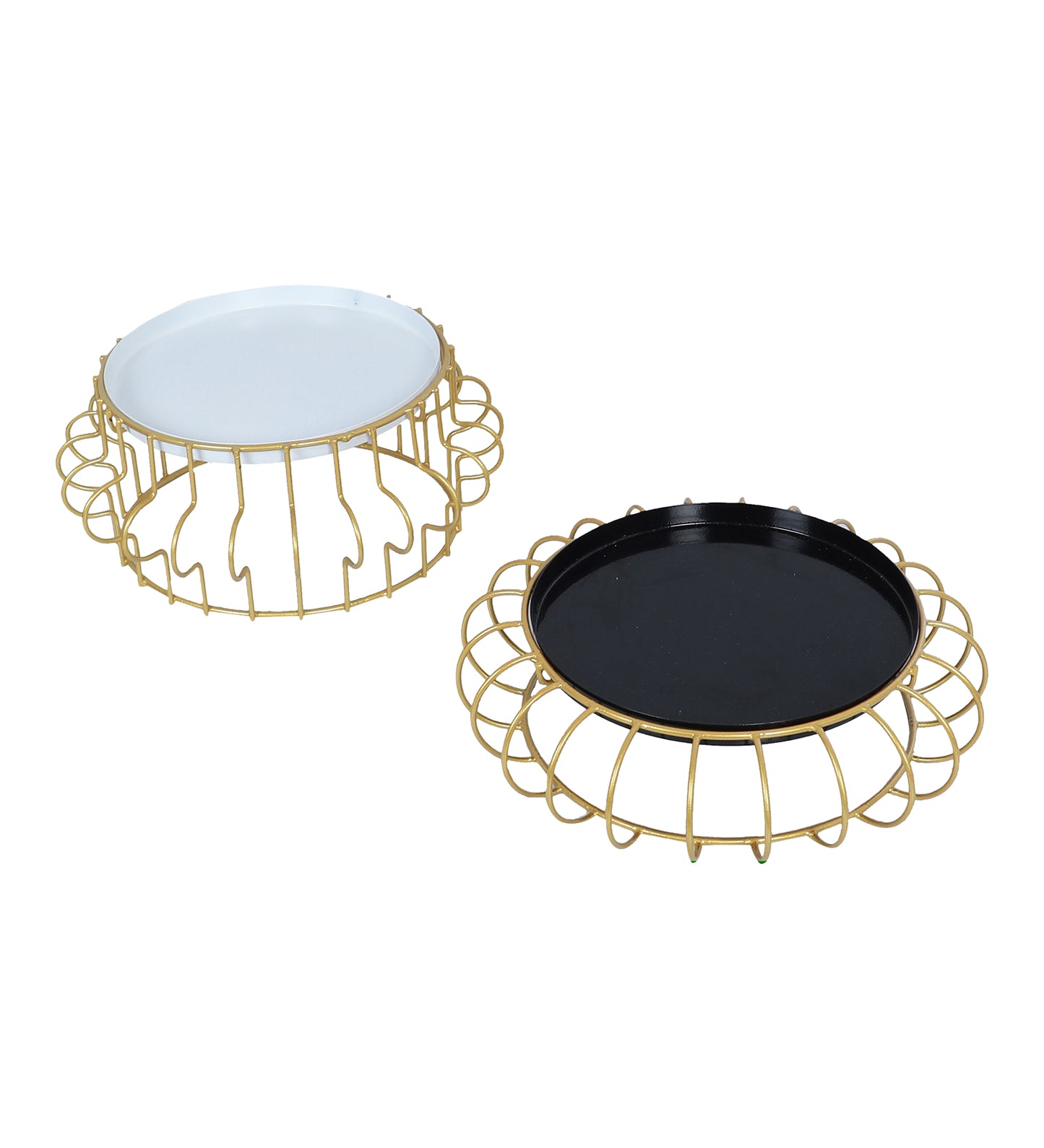 Black & White Round Wired Buffet Platter Set of 2