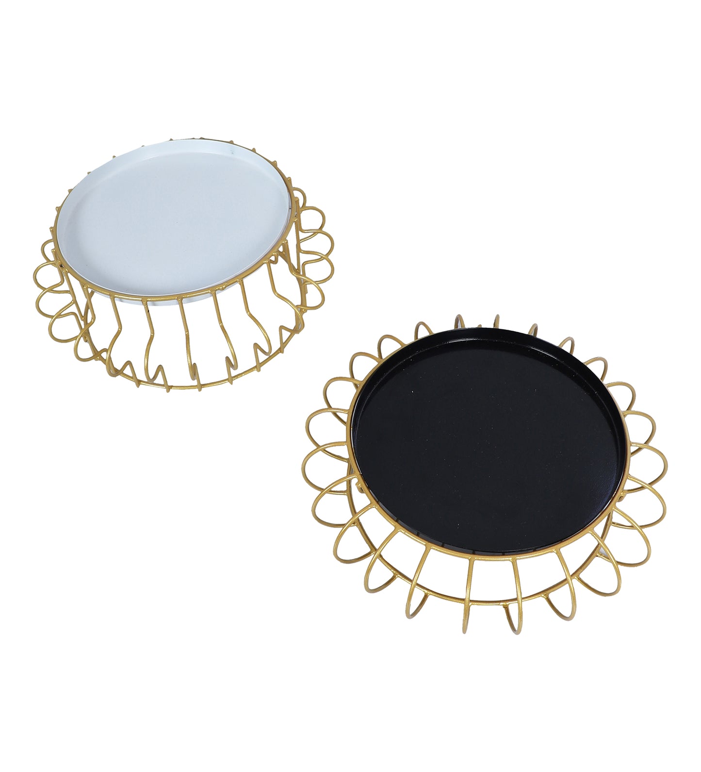 Black & White Round Wired Buffet Platter Set of 2