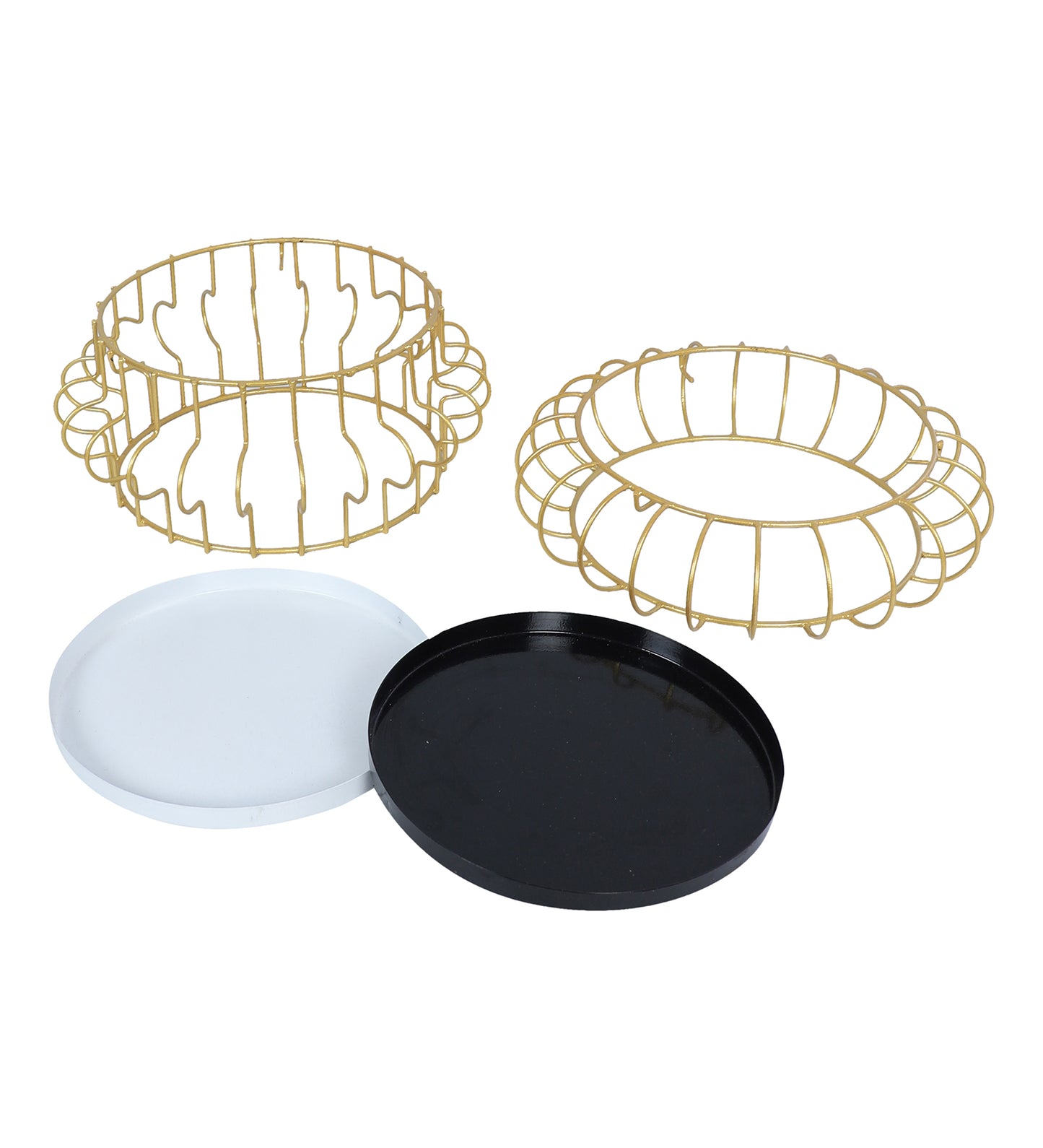 Black & White Round Wired Buffet Platter Set of 2
