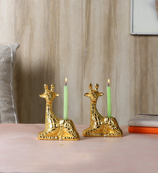 Aluminium Giraffe Candle Stand Set of 2