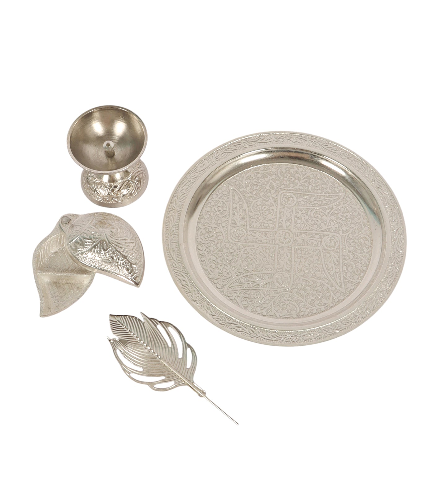 Silver ALuminum Pooja Thali