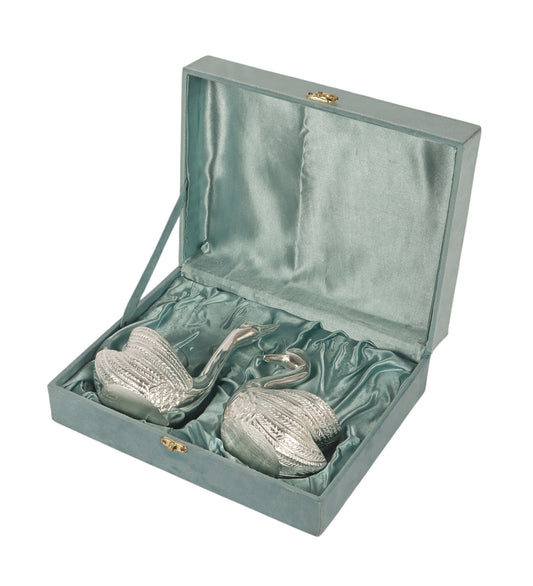 Silver Swan Tealight Holder Set
