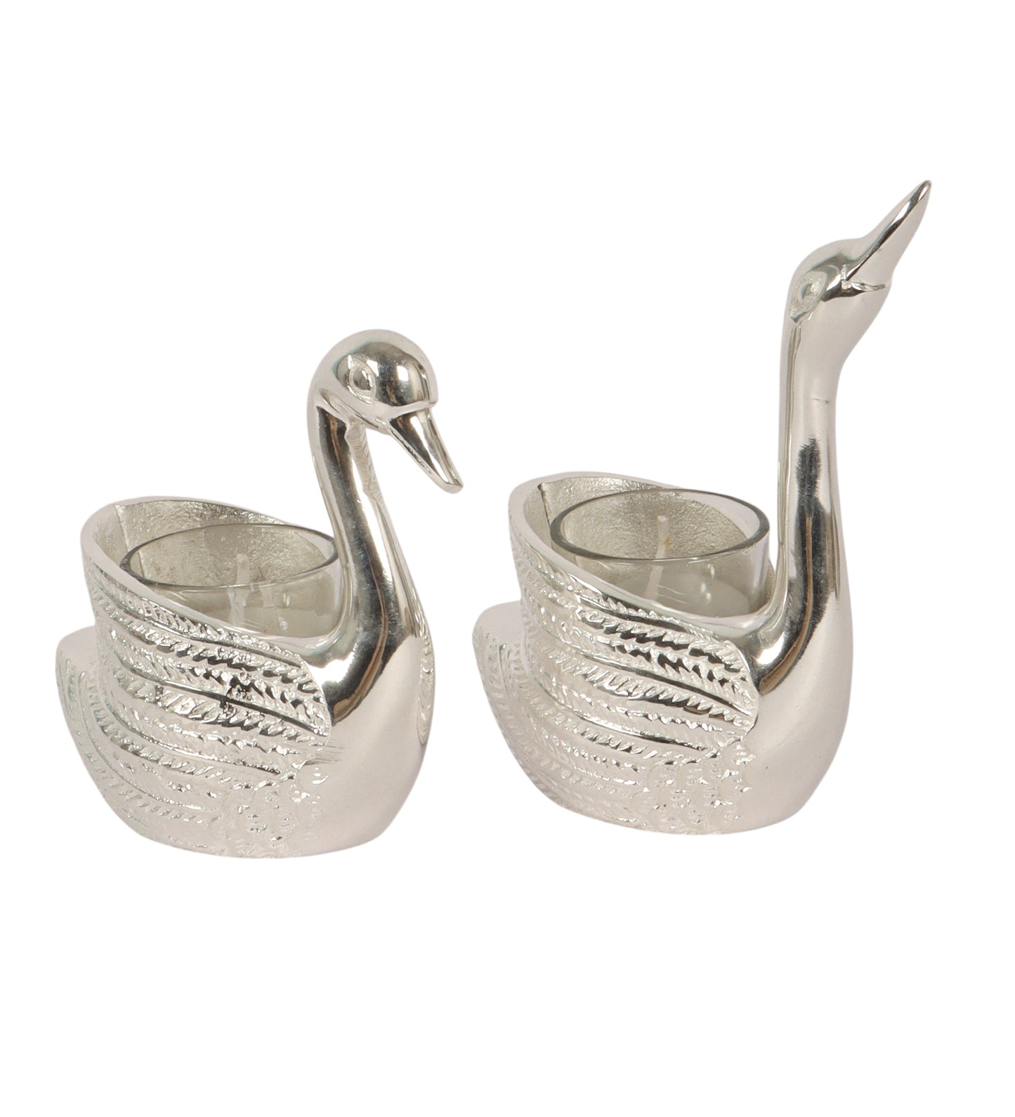 Silver Swan Tealight Holder Set
