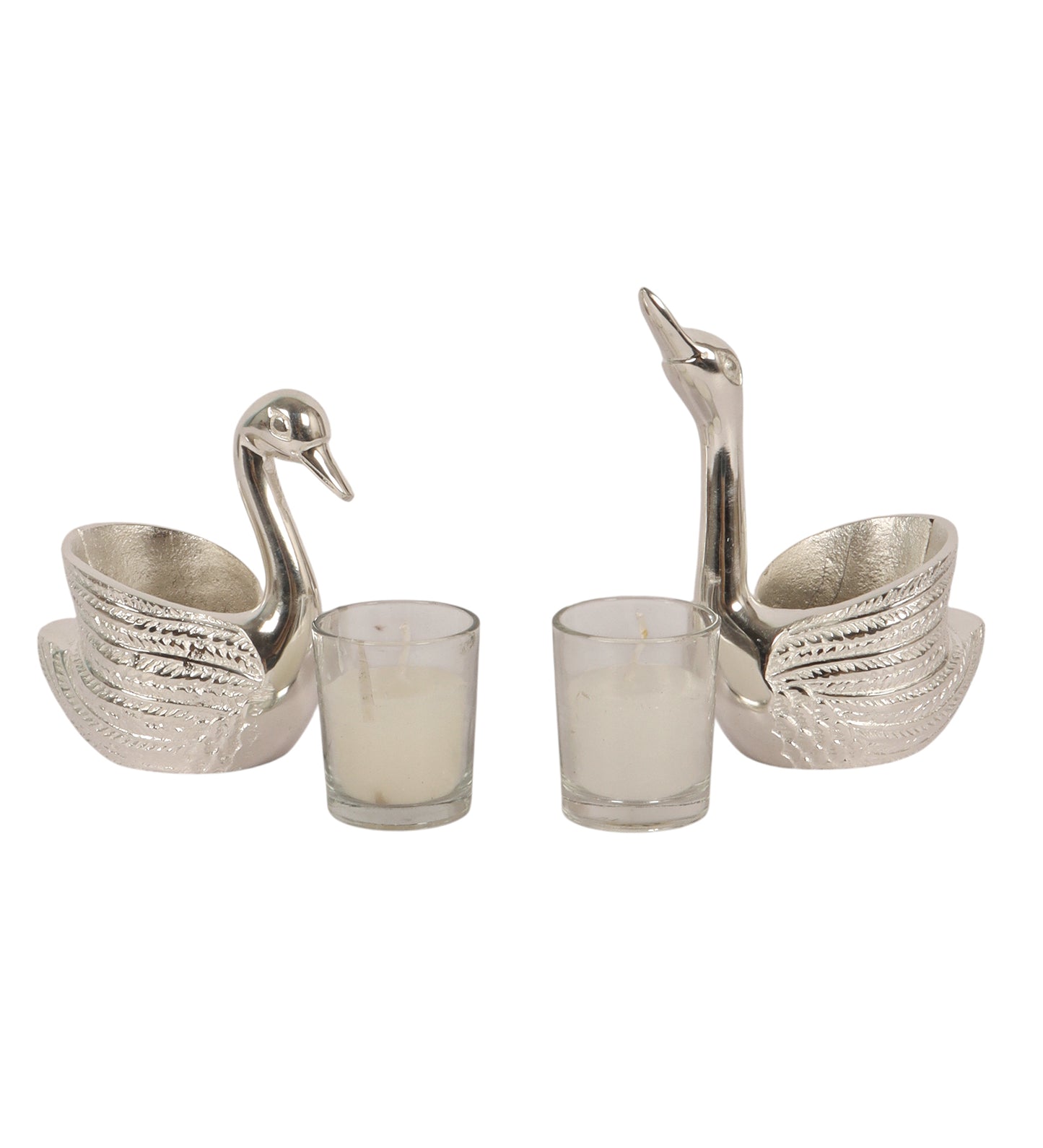 Silver Swan Tealight Holder Set
