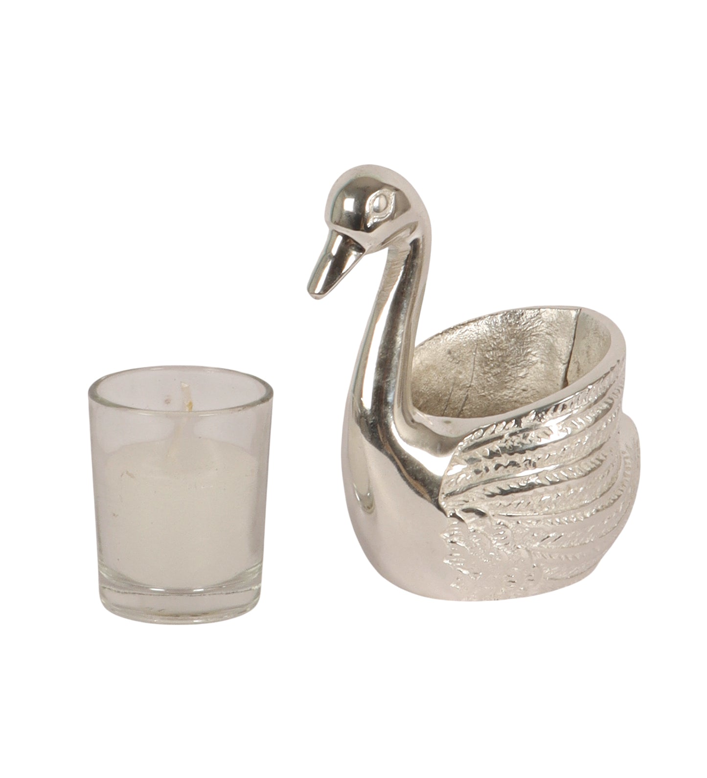 Silver Swan Tealight Holder Set