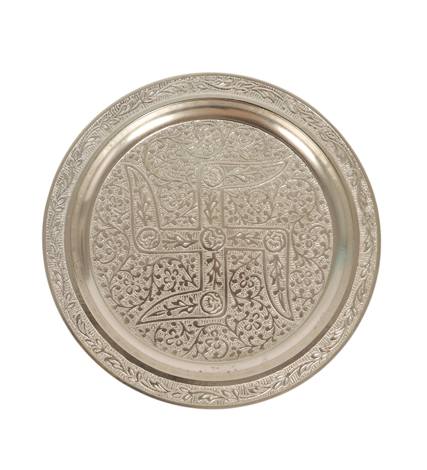 Silver aluminium Pooja thali Set of 5 with velvet box