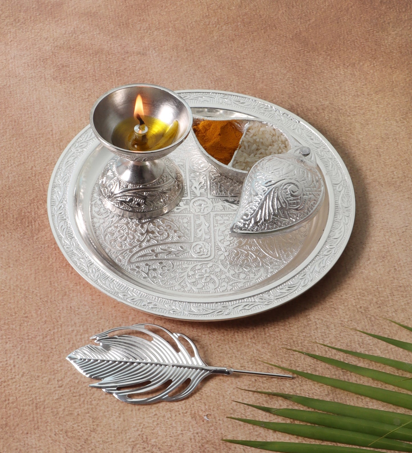 Silver ALuminum Pooja Thali