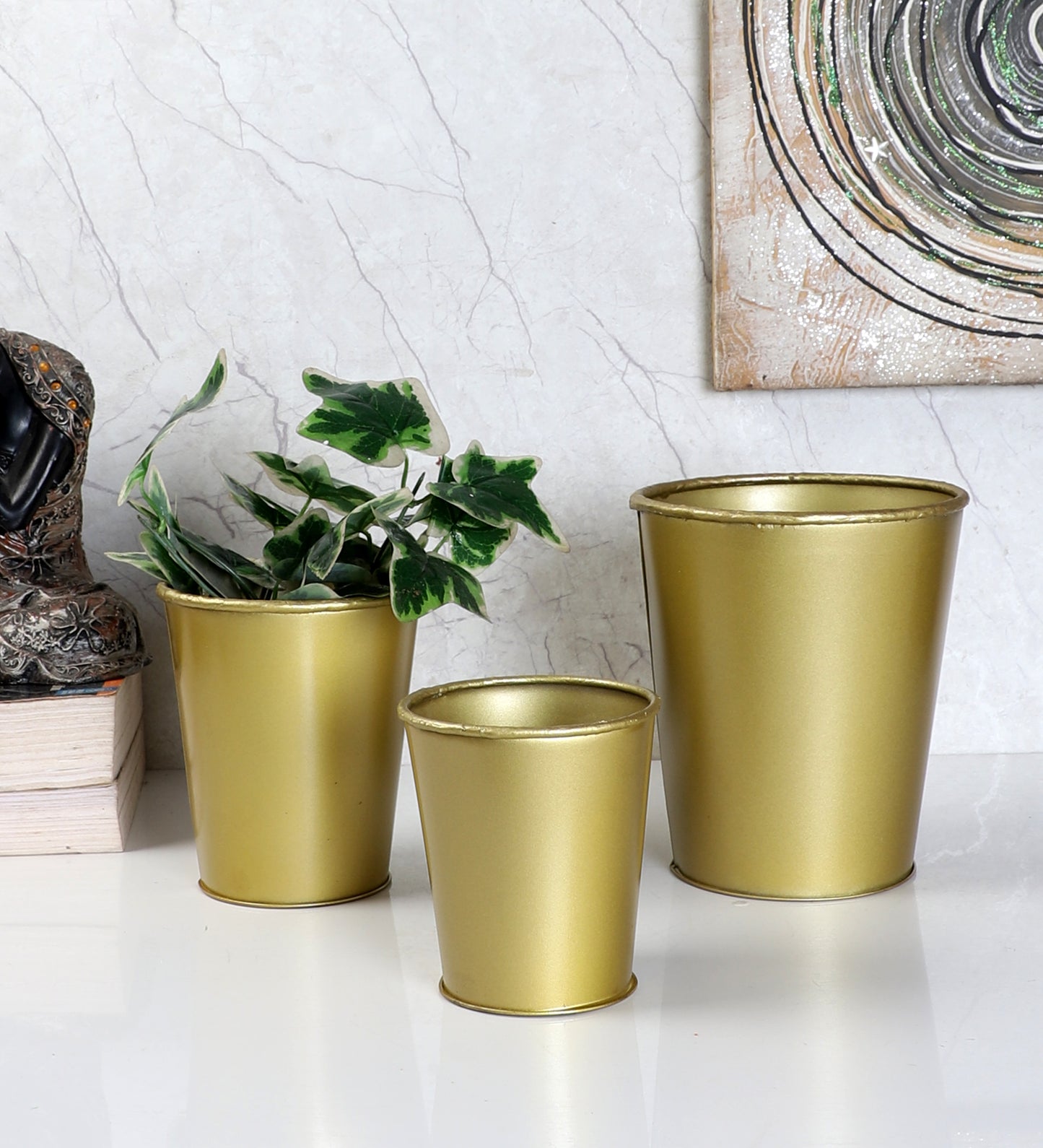 Gold Glass Shape Planter Set of 3