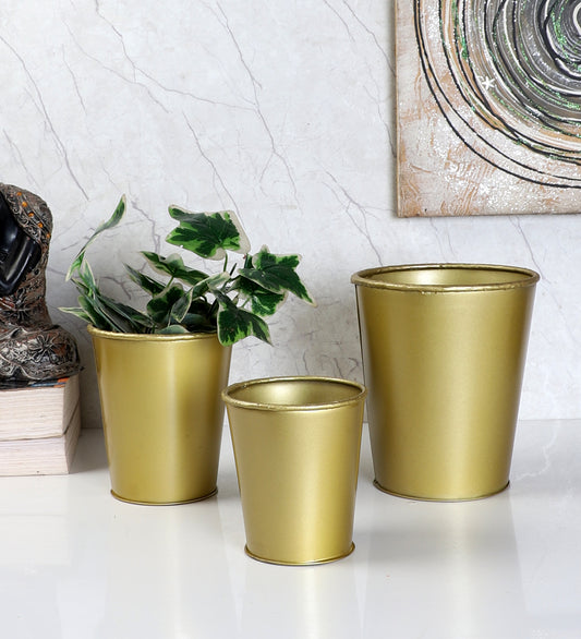 Gold Glass Shape Planter Set of 3