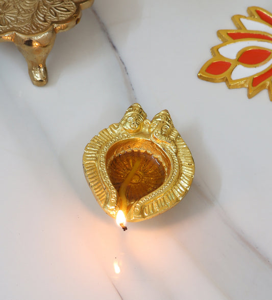Lakshmi Ganesh Gold Aluminium Diya