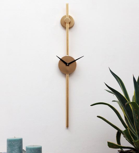 Gold SLim Long Pipe Clock