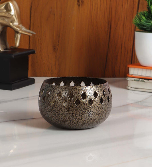 Gold Textured Etching Tealight Holder