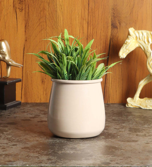 Biege Glossy Flower Pot Single