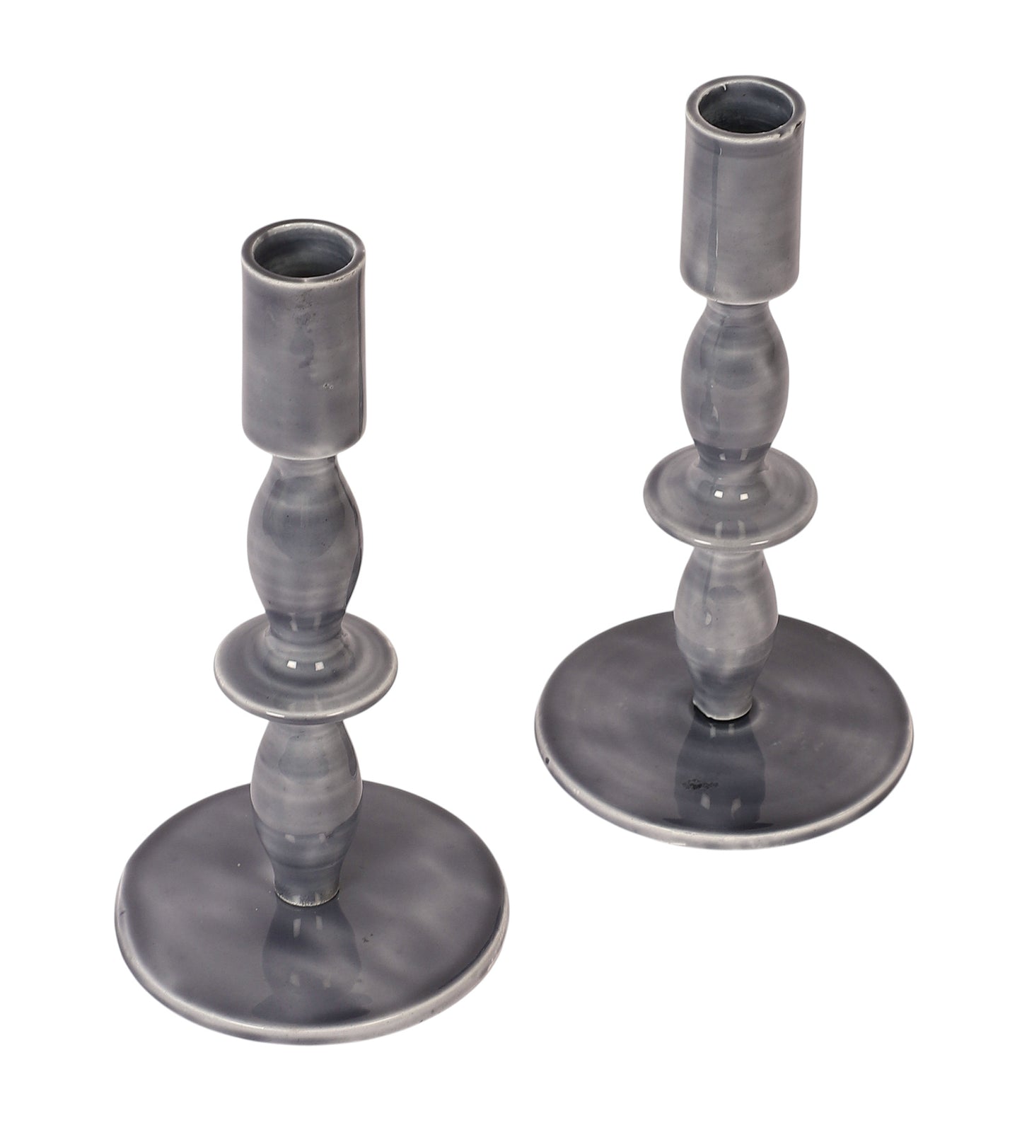 Aluminum Blue Resin Candle Stand Set of 2