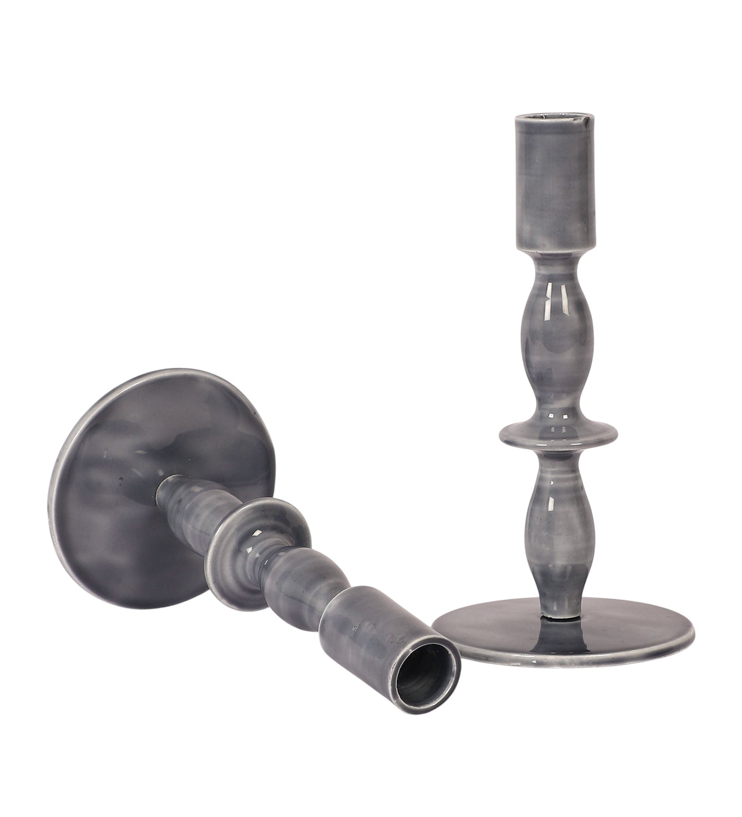 Aluminum Blue Resin Candle Stand Set of 2