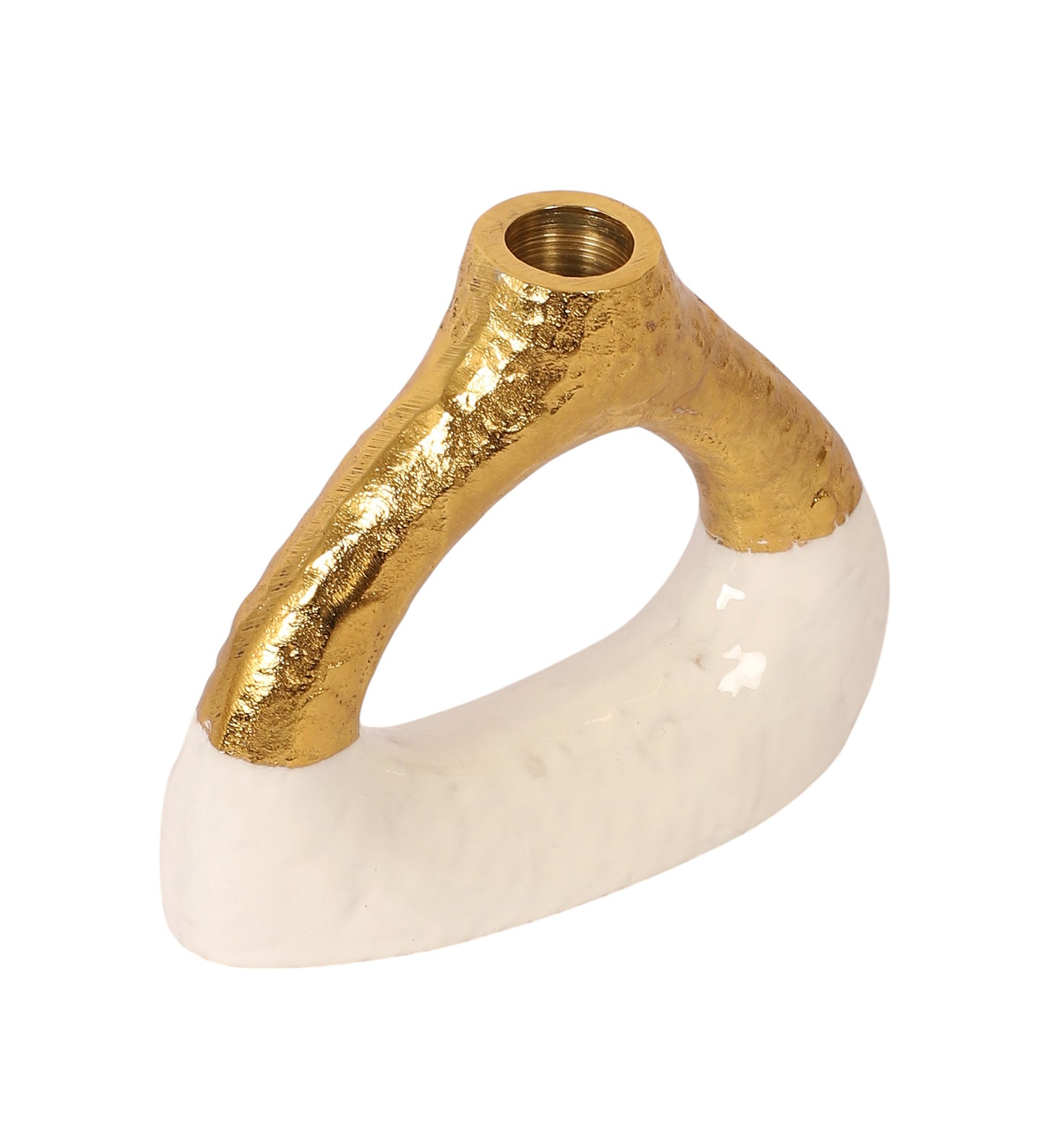 Aluminum White & Gold Oval Candle Stand