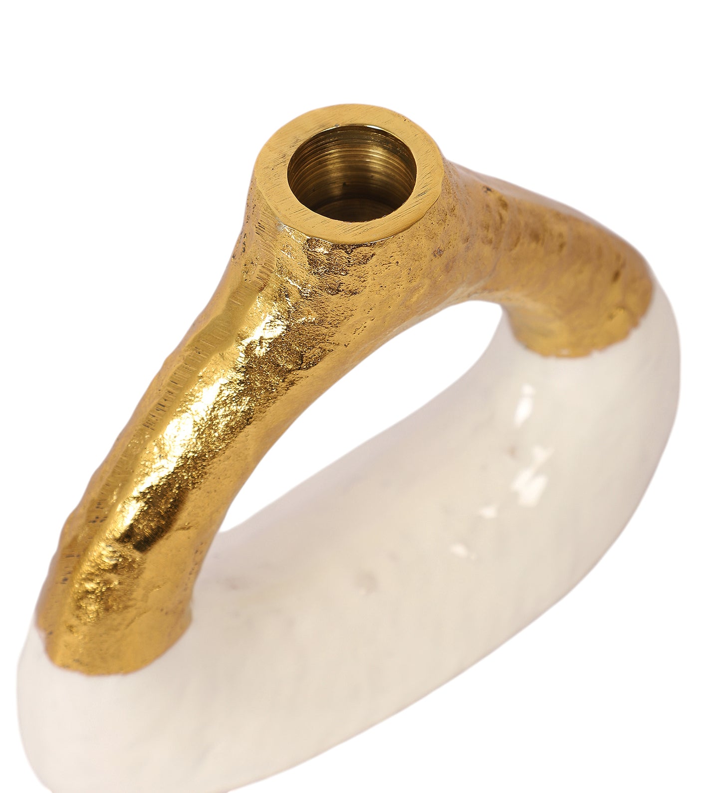 Aluminum White & Gold Oval Candle Stand