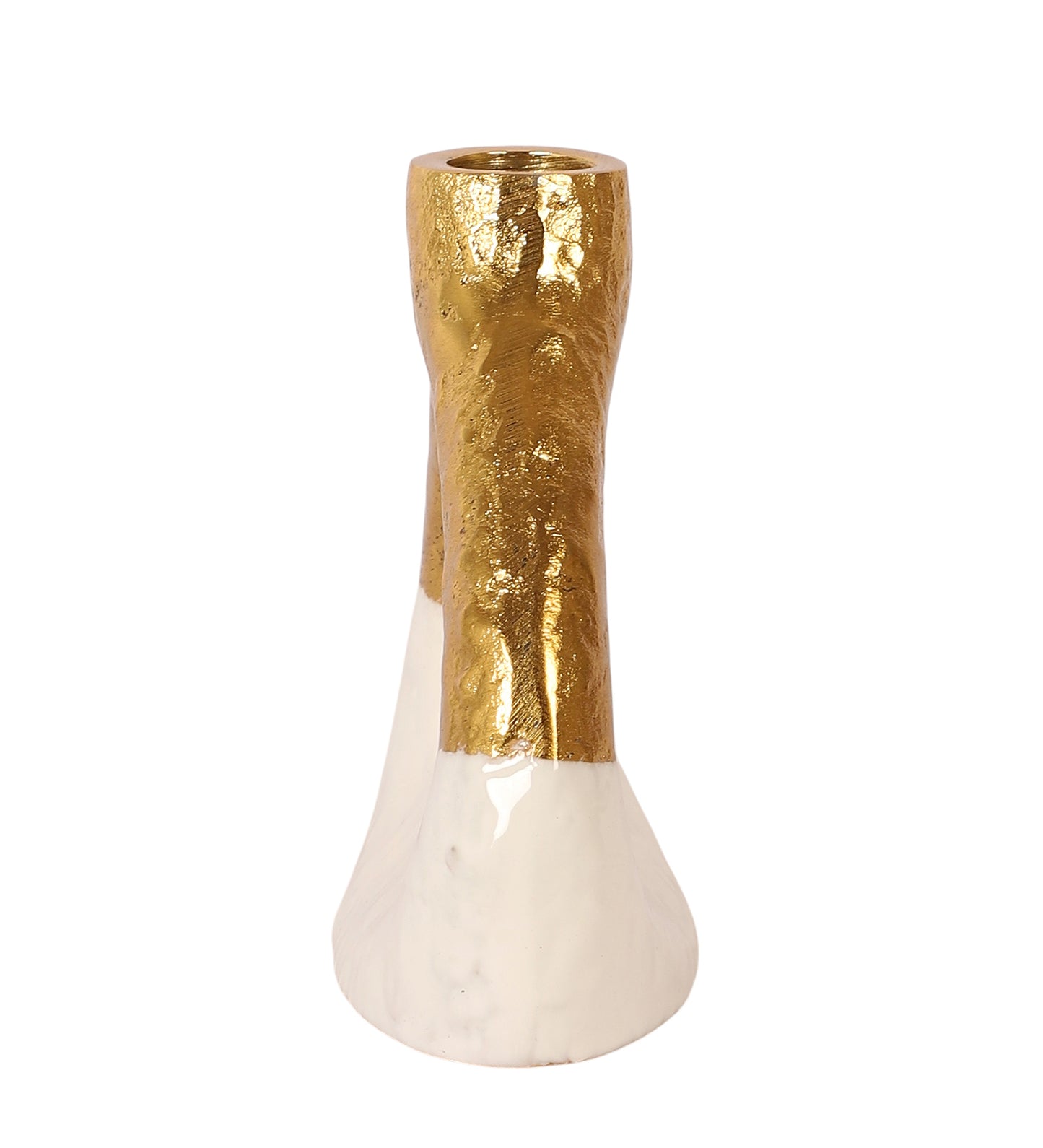 Aluminum White & Gold Oval Candle Stand
