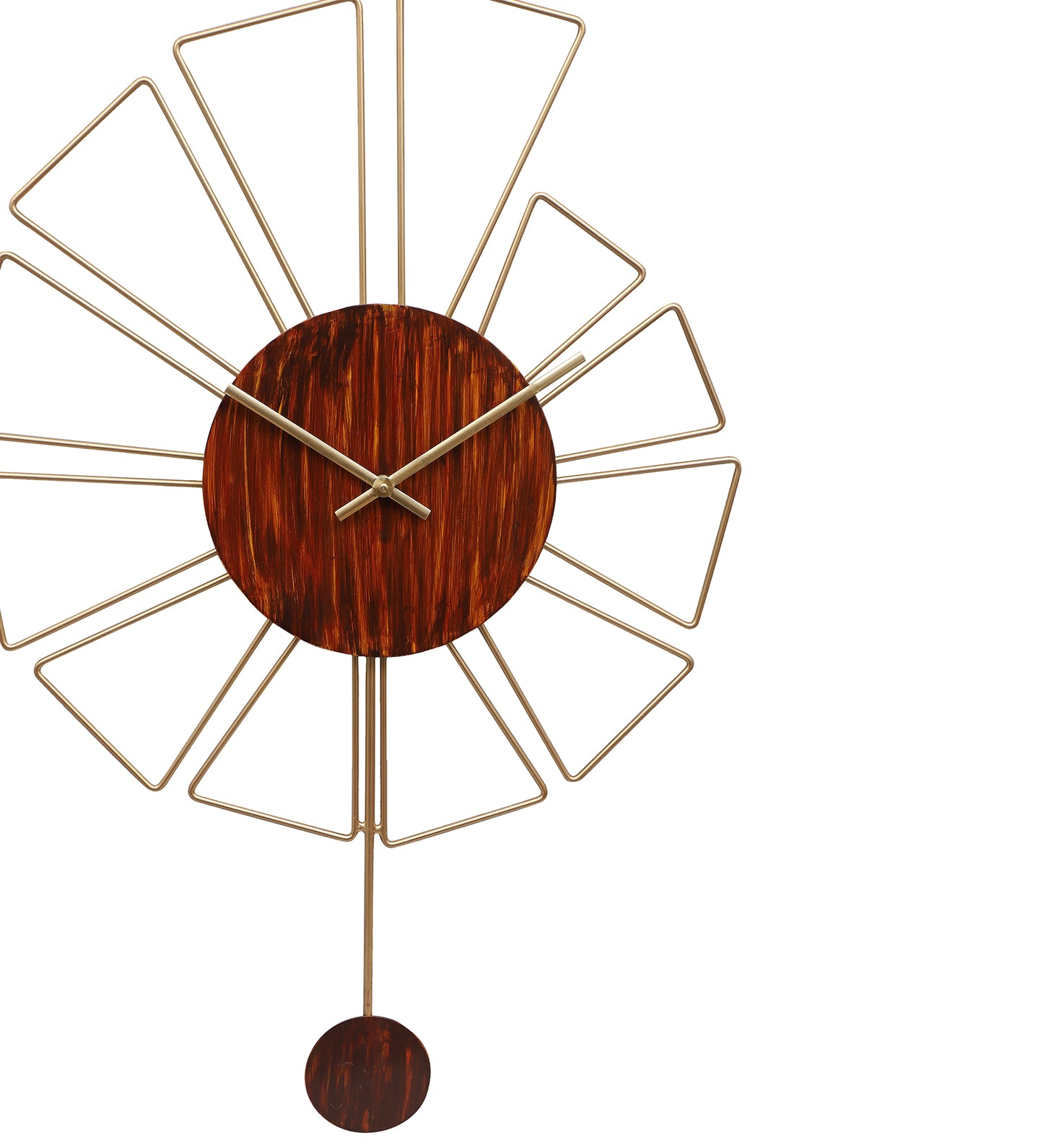 Gemoetric Brown & Gold Pendulam Clock