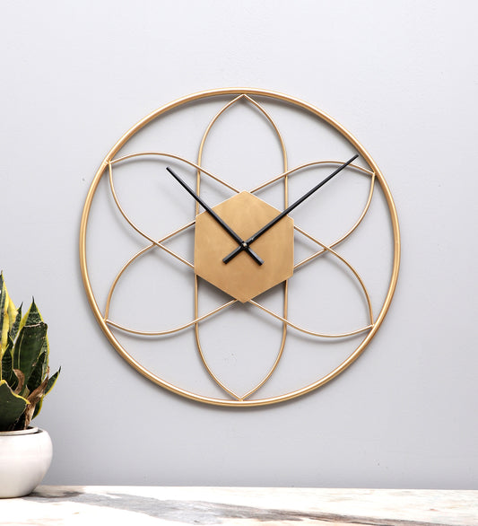 Round Stripes Gold Wall Clock