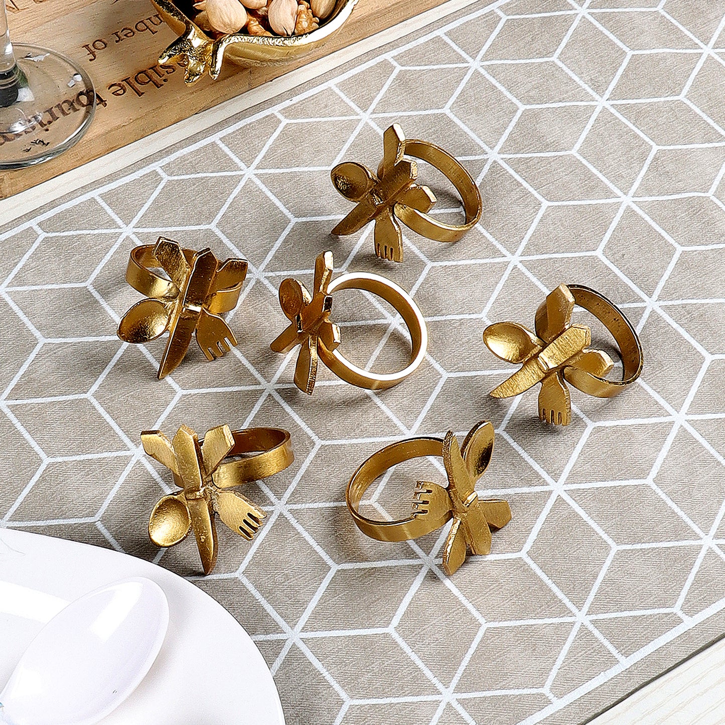 Fork-Knife-Spoon Napkin RIng Set of 6