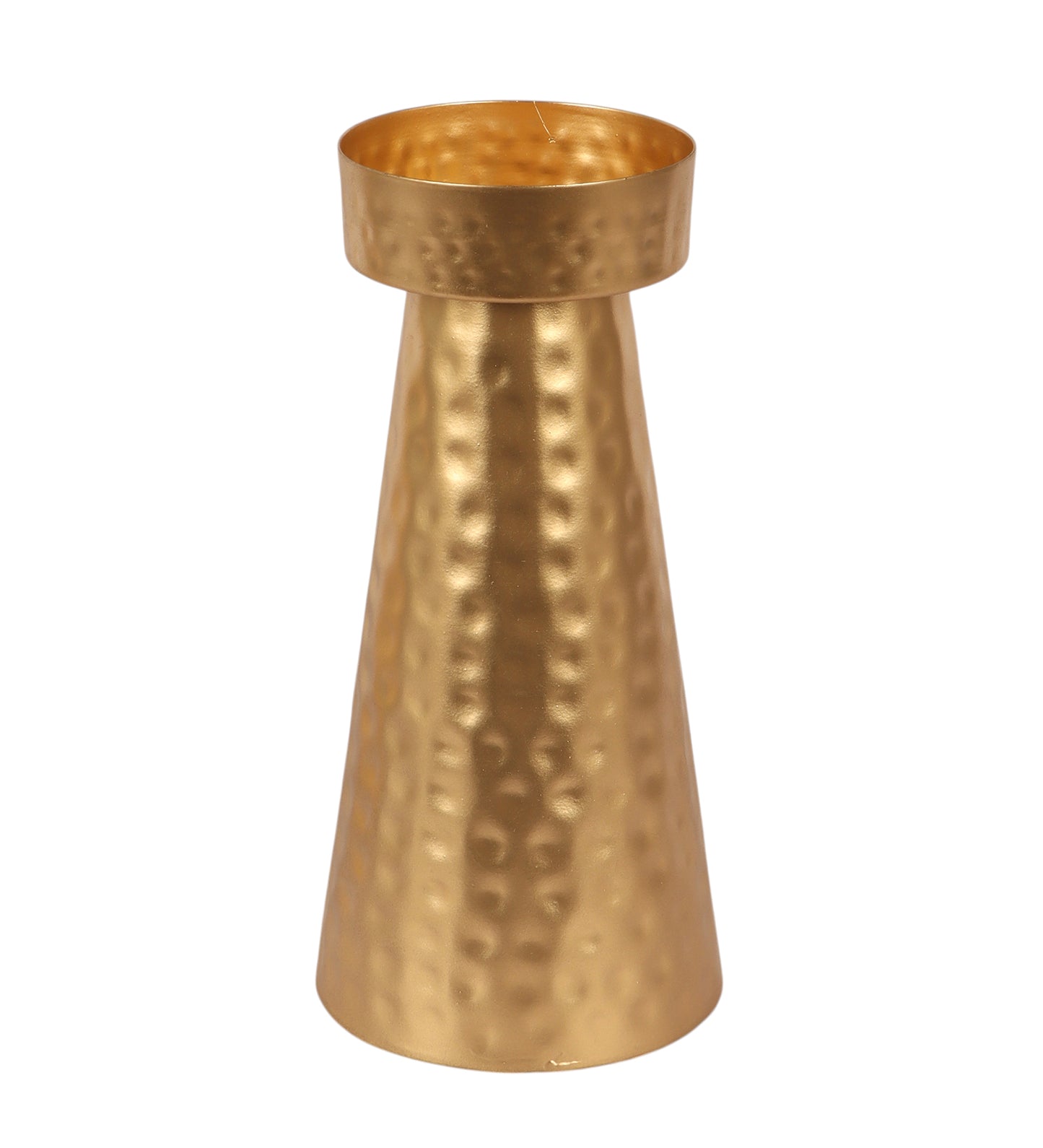 Gold Hammered Cone Candle Stand Set of 2