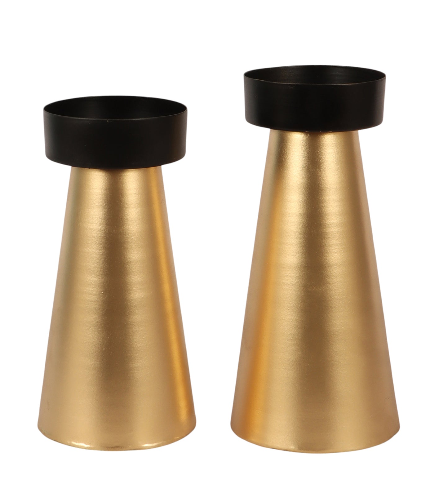 Gold & Black Cone Candle Stand Set of 2