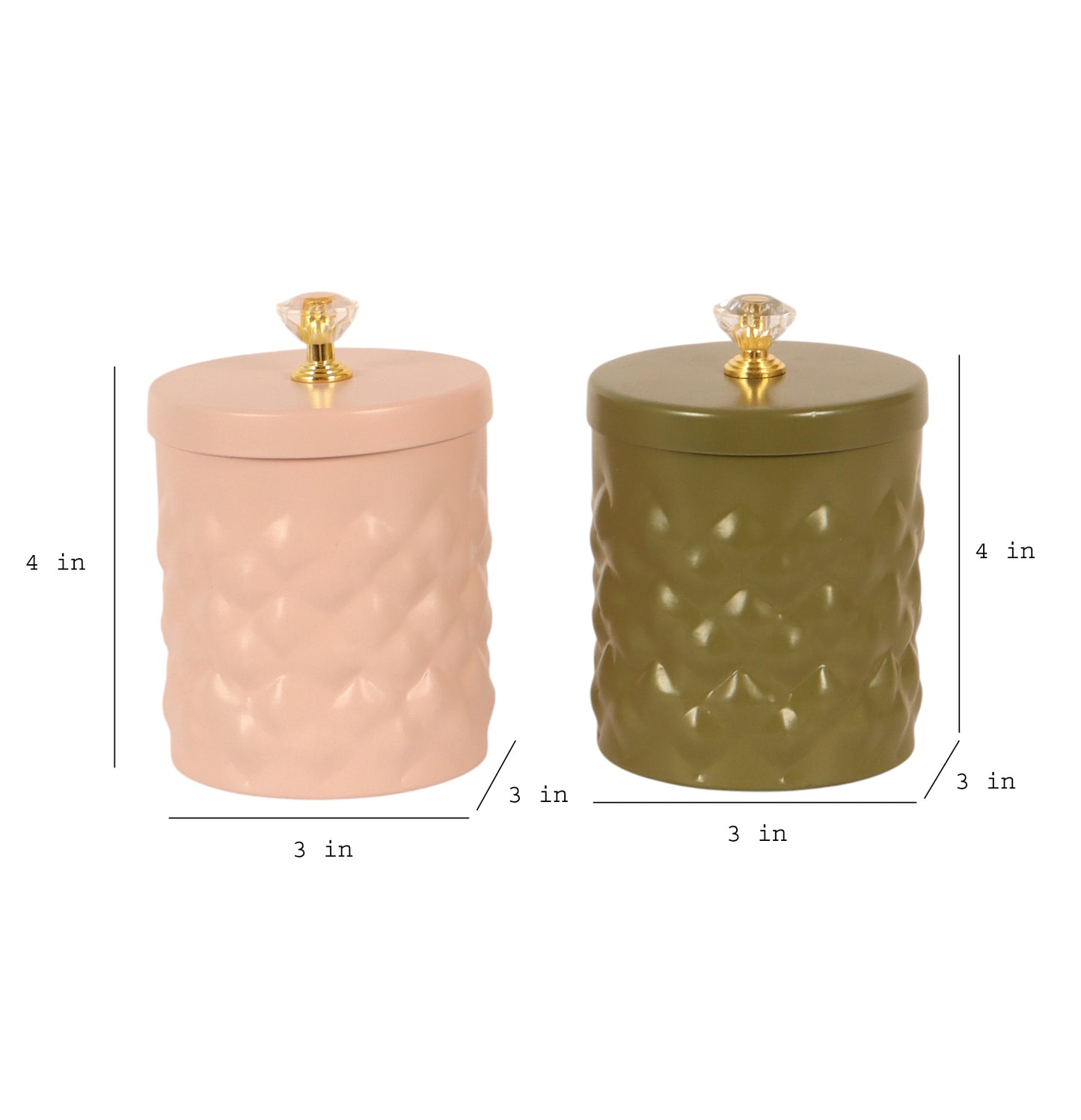 Metal Hammered Pink & Green Jar Set of 2