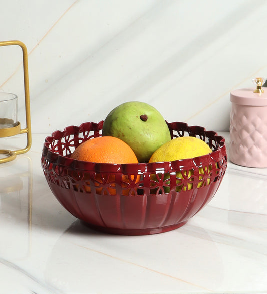 Metal Burgundy Fruit Bowl