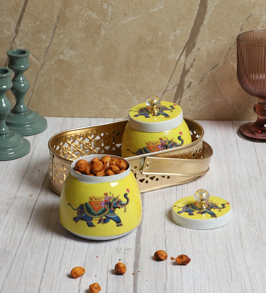 Blue Elephant Print Jars basket Set of 3