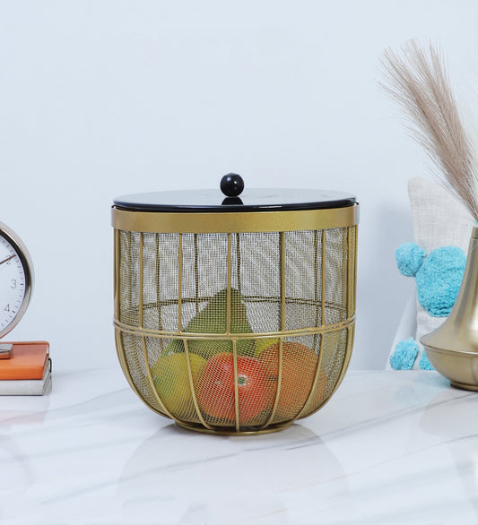 Black & Gold Fruit Cage Basket