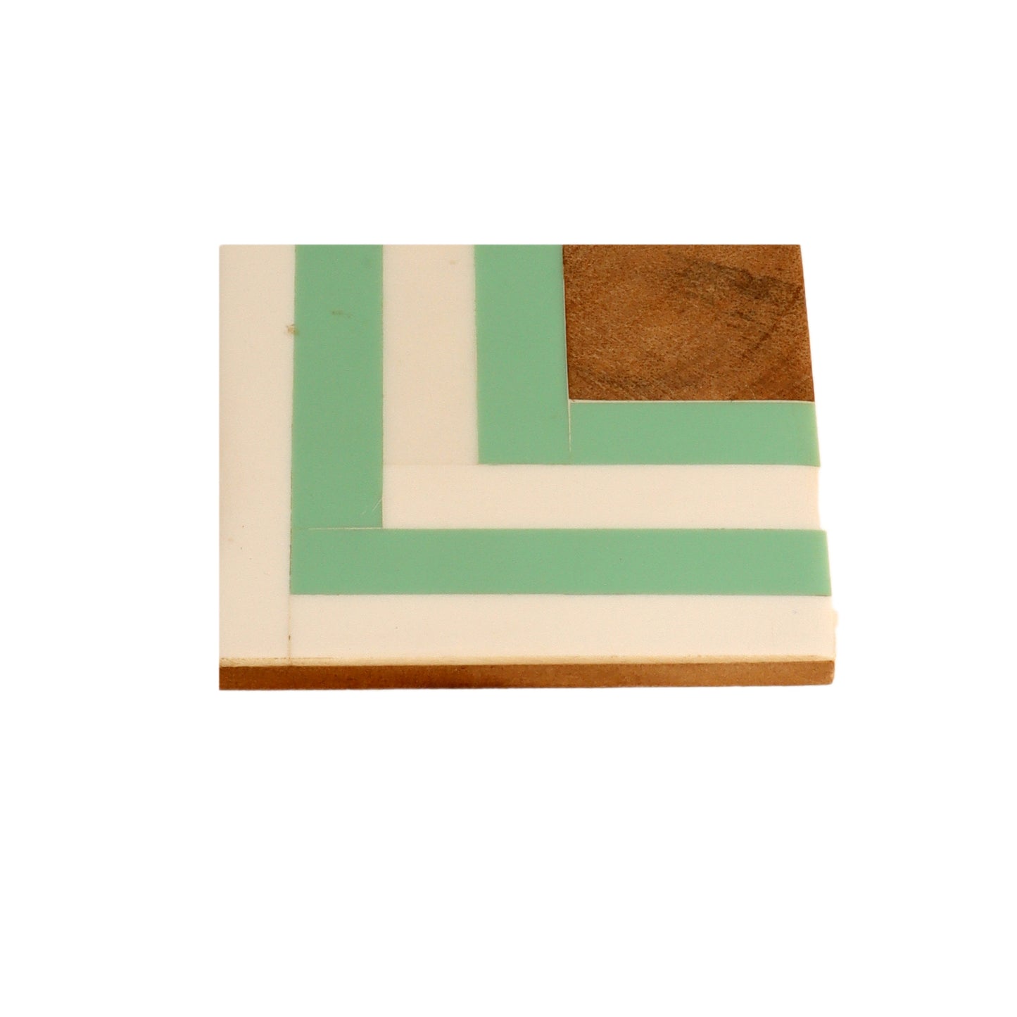 Resin Green & White Stripes Coaster Set of 4