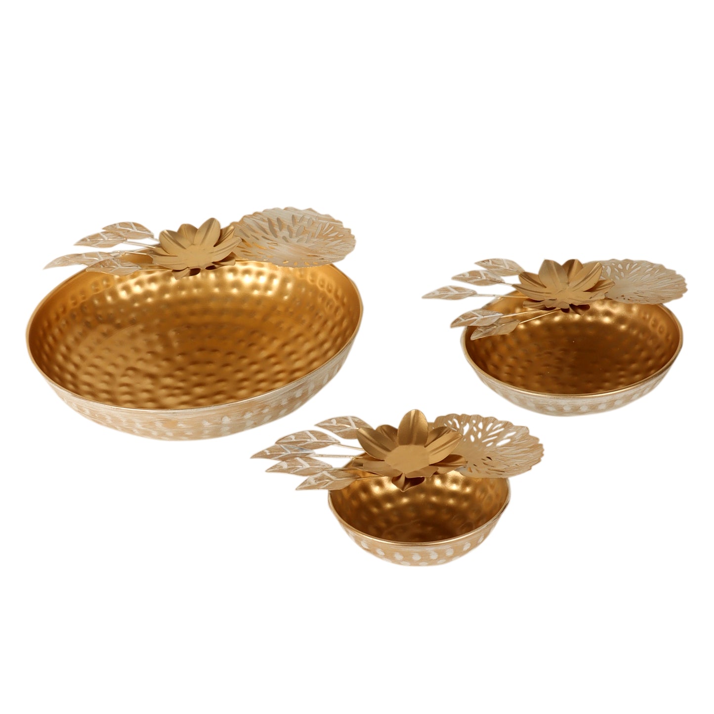 Gold FLower Urli Set of 3