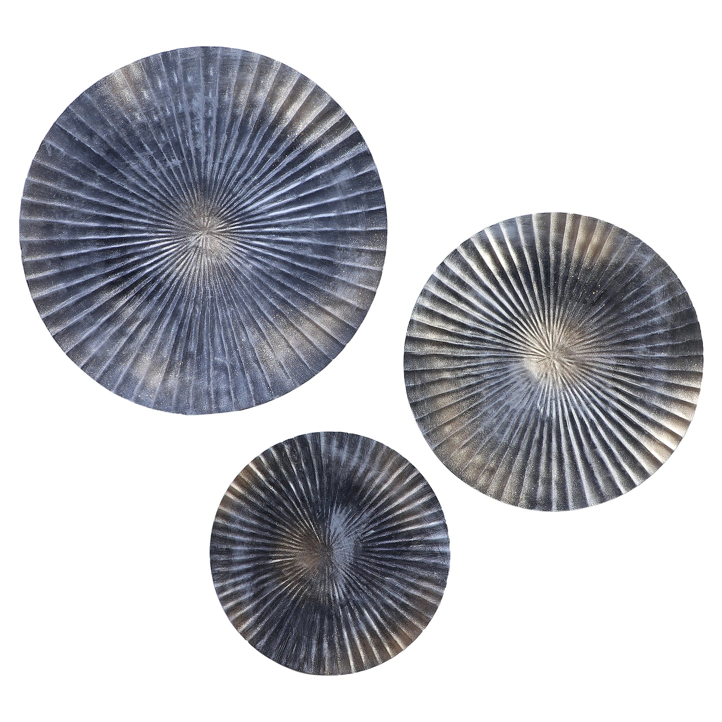 Grey & Gold Hammered Wall Décor Set of 3