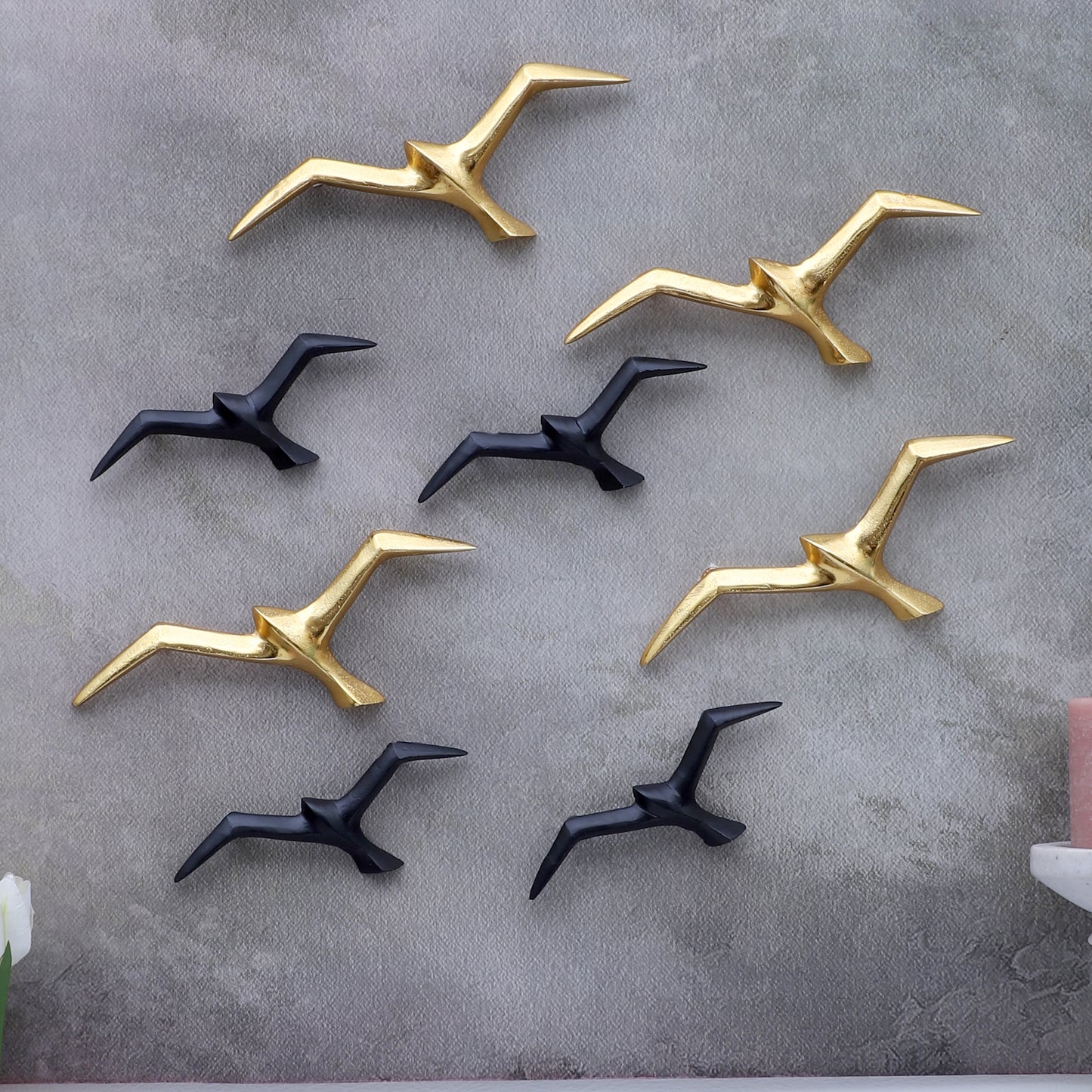 Black & Gold Flying Wings Bird Set of 4