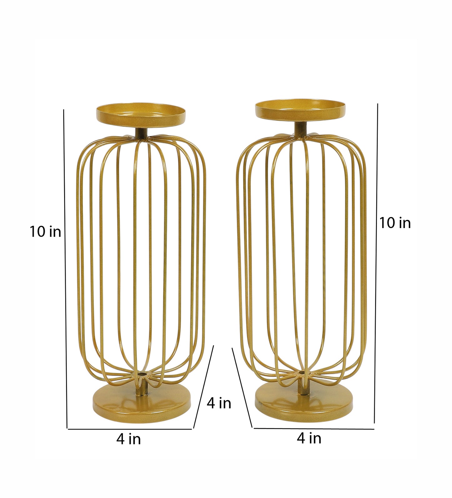 Metal Wired Oval Candle Stand Set of 2