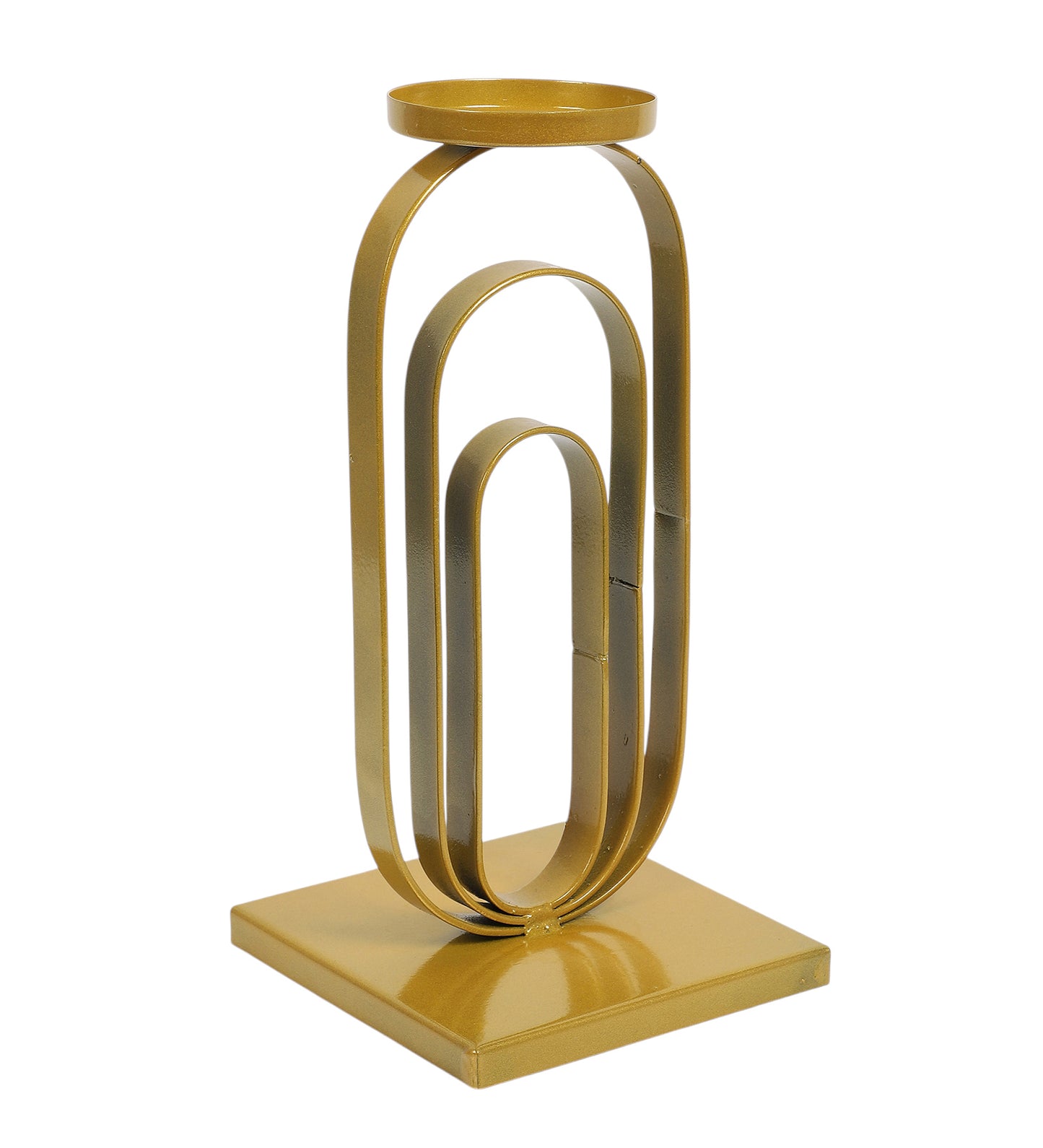 Metal Wired Oval Striped Candle Stand