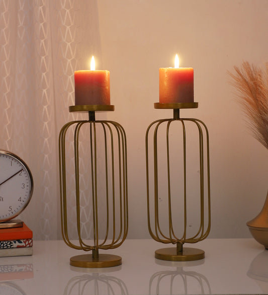Metal Wired Oval Candle Stand Set of 2